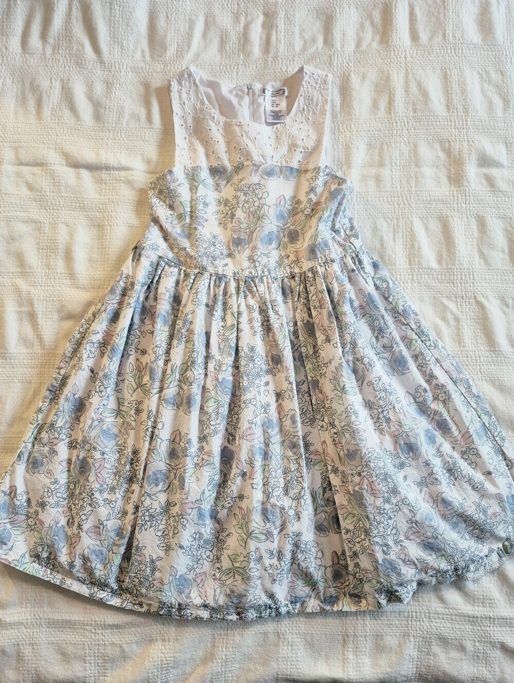 OphOrism girls size 8 dress floral print eyelet top sleeveless VGUC